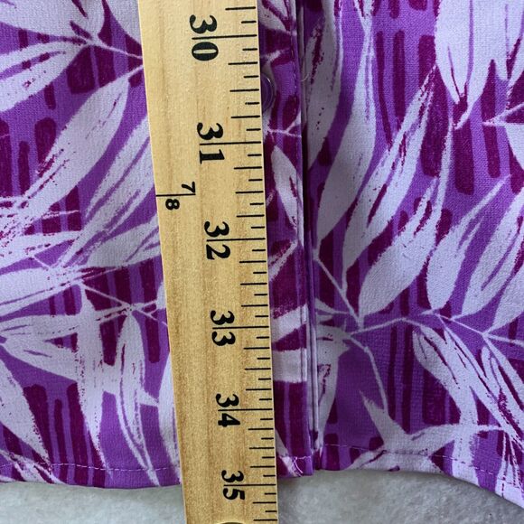 Catherines Womens Button Up Tunic Blouse‎ Sz 2X Purple Tropical Beachy Travel - Picture 10 of 13